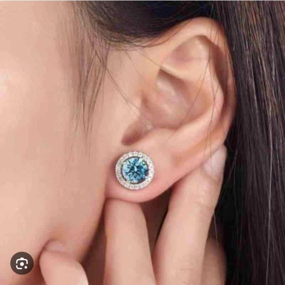 Givenchy Silver and Blue Aqua Crystal Earring Set